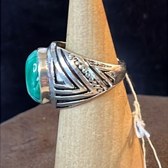 Artisan Made Malachite Ring in 925 Sterling Silver 8.5 - Picture 5 of 10